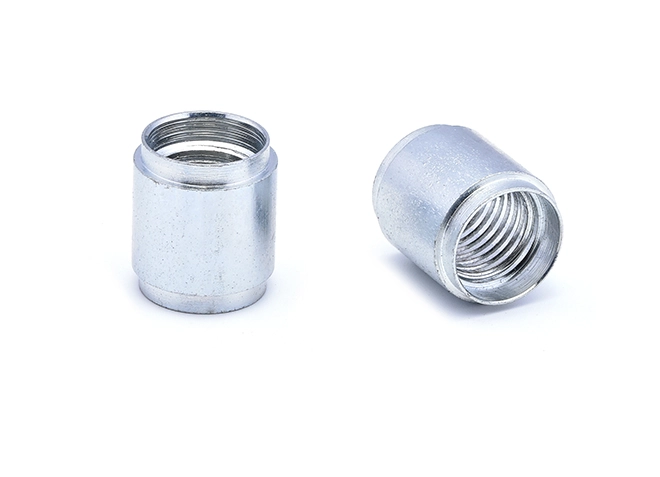 Manguito hueco de zinc azul y blanco con rosca interior