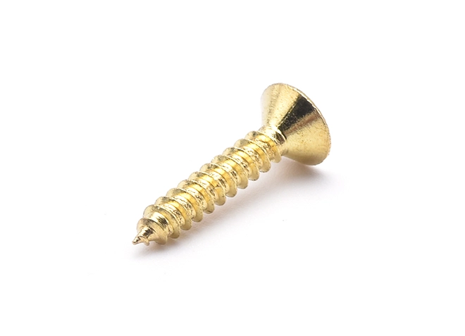 Tornillo autorroscante de latón, cabeza avellanada y ranura en cruz
