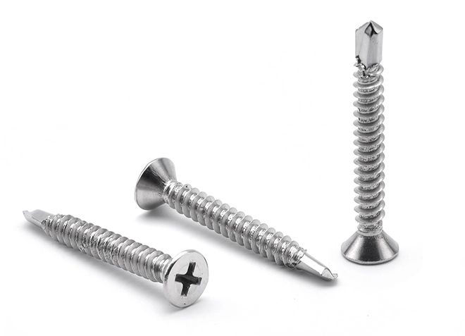 Tornillo avellanado de cabeza Phillips con punta de broca en acero inoxidable 304