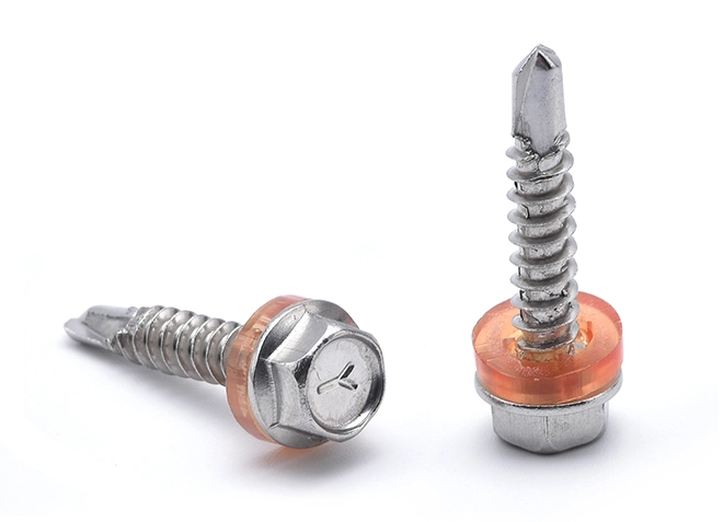 Tornillo 304 con junta de goma y punta de broca