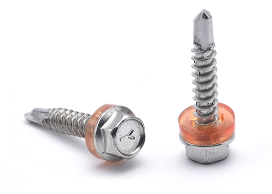 Tornillo 304 con junta de goma y punta de broca