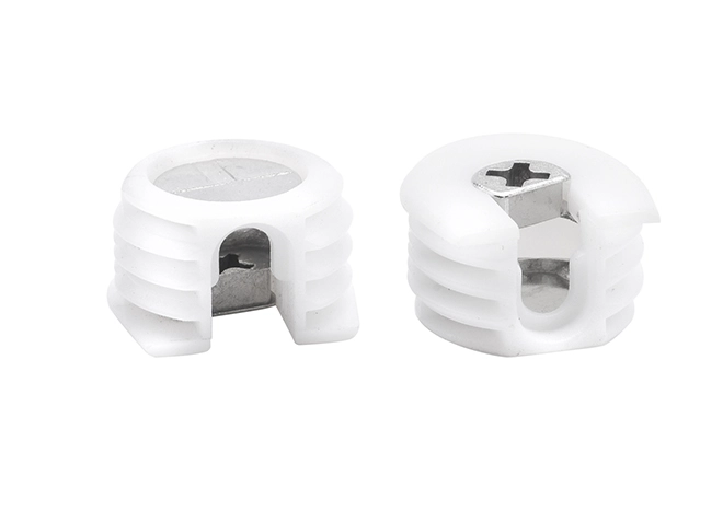 Tuerca conectora para muebles con funda de plástico